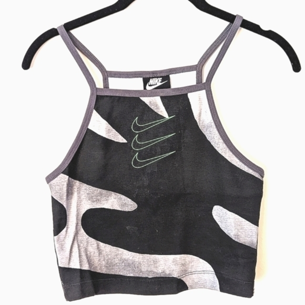 Nike‎ Watermelon Unique 3 Swoosh in Green, Distressed looking crop tank, XS